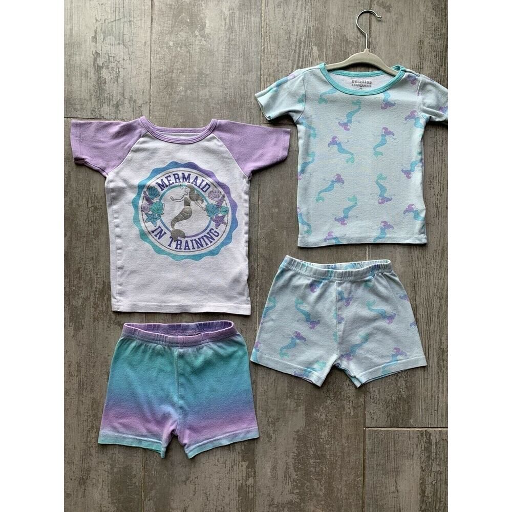 BUNDLES BABY PLACE Toddler Girls Mermaid Snug Fit Cotton 4-Piece Pajamas Set 2T
